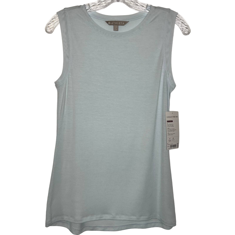 NWT Athleta Women's Sky-Blue Athleisure Tank Top High-Low Hemline Size Small